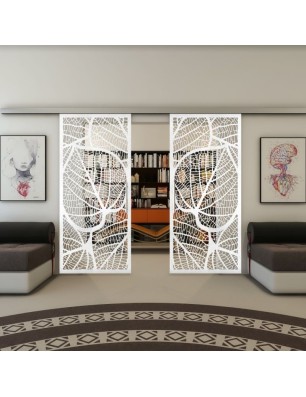 Glasschiebetür SLIM-LINE - Fineprint Model 107 Weiss auf Klarglas