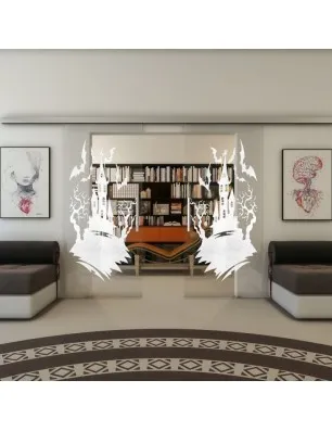 Glasschiebetür SLIM-LINE - Fineprint Model 114 Weiss auf Klarglas