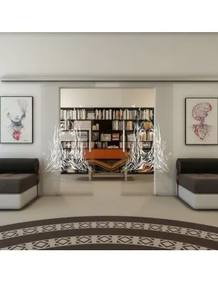 Glasschiebetür SLIM-LINE - Fineprint Model 119 Weiss auf Klarglas