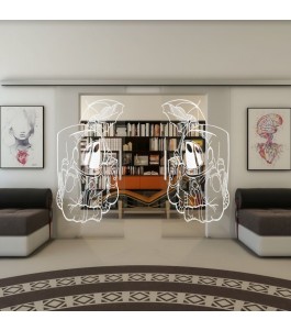 Glasschiebetür SLIM-LINE - Fineprint Model 126 Weiss auf Klarglas
