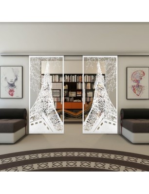 Glasschiebetür SLIM-LINE - Fineprint Model 132 Weiss auf Klarglas