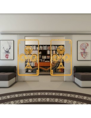 Glasschiebetür SLIM-LINE - Fineprint Model 135 Gold auf Klarglas