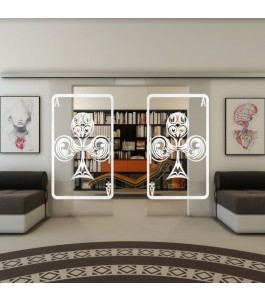 Glasschiebetür SLIM-LINE - Fineprint Model 135 Weiss auf Klarglas