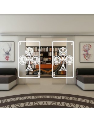 Glasschiebetür SLIM-LINE - Fineprint Model 135 Weiss auf Klarglas