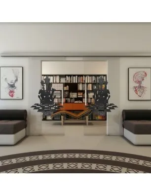 Glasschiebetür SLIM-LINE - Fineprint Model 136 Schwarz auf Klarglas