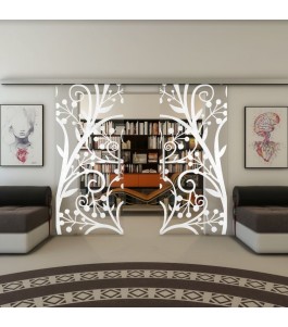 Glasschiebetür SLIM-LINE - Fineprint Model 146 Weiss auf Klarglas