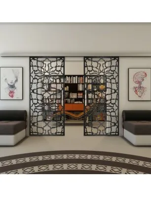 Glasschiebetür SLIM-LINE - Fineprint Model 150 Schwarz auf Klarglas