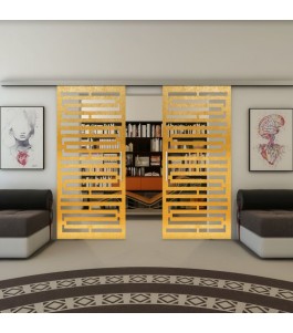Glasschiebetür SLIM-LINE - Fineprint Model 153 Gold auf Klarglas