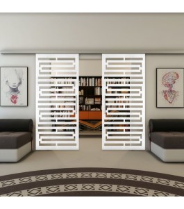 Glasschiebetür SLIM-LINE - Fineprint Model 153 Weiss auf Klarglas