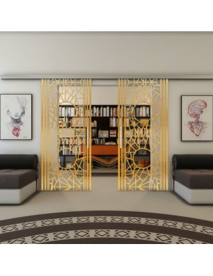 Glasschiebetür SLIM-LINE - Fineprint Model 154 Gold auf Klarglas