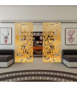 Glasschiebetür SLIM-LINE - Fineprint Model 170 Gold auf Klarglas