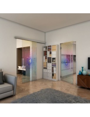 Glasschiebetür SLIM-LINE - Fineprint Model 006 Verlauf auf Klarglas