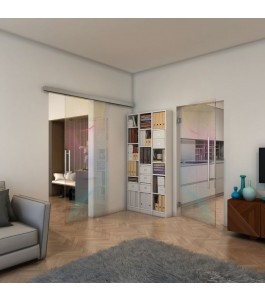 Glasschiebetür SLIM-LINE - Fineprint Model 009 Verlauf auf Klarglas