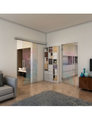 Glasschiebetür SLIM-LINE - Fineprint Model 009 Verlauf auf Klarglas