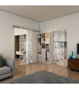 Glasschiebetür SLIM-LINE - Fineprint Model 012 Weiss auf Klarglas