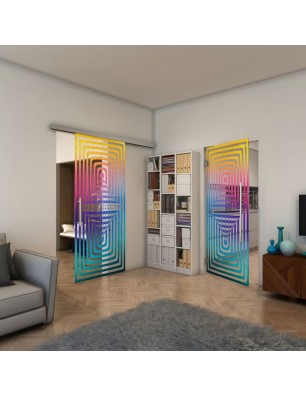 Glasschiebetür SLIM-LINE - Fineprint Model 014 Verlauf auf Klarglas