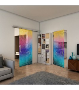 Glasschiebetür SLIM-LINE - Fineprint Model 015 Verlauf auf Klarglas