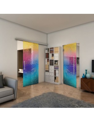 Glasschiebetür SLIM-LINE - Fineprint Model 015 Verlauf auf Klarglas