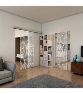 Glasschiebetür SLIM-LINE - Fineprint Model 020 Weiss auf Klarglas