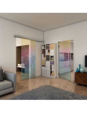 Glasschiebetür SLIM-LINE - Fineprint Model 021 Verlauf auf Klarglas