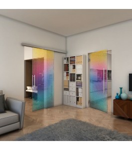 Glasschiebetür SLIM-LINE - Fineprint Model 022 Verlauf auf Klarglas