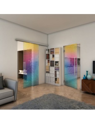 Glasschiebetür SLIM-LINE - Fineprint Model 022 Verlauf auf Klarglas