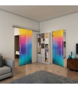 Glasschiebetür SLIM-LINE - Fineprint Model 025 Verlauf auf Klarglas