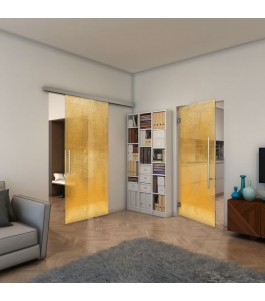 Glasschiebetür SLIM-LINE - Fineprint Model 025 Gold auf Klarglas