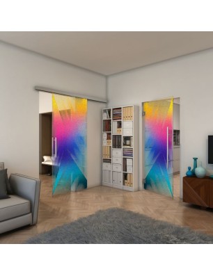 Glasschiebetür SLIM-LINE - Fineprint Model 026 Verlauf auf Klarglas