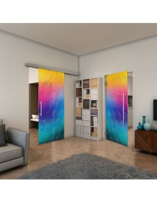 Glasschiebetür SLIM-LINE - Fineprint Model 029 Verlauf auf Klarglas