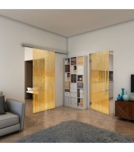 Glasschiebetür SLIM-LINE - Fineprint Model 032 Gold auf Klarglas