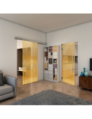 Glasschiebetür SLIM-LINE - Fineprint Model 032 Gold auf Klarglas