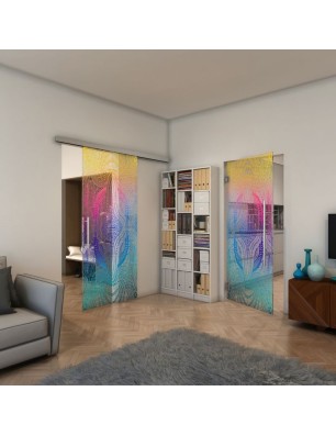 Glasschiebetür SLIM-LINE - Fineprint Model 048 Verlauf auf Klarglas