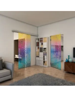 Glasschiebetür SLIM-LINE - Fineprint Model 051 Verlauf auf Klarglas