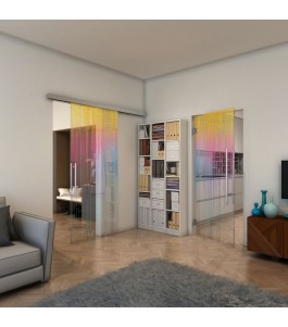Glasschiebetür SLIM-LINE - Fineprint Model 052 Verlauf auf Klarglas