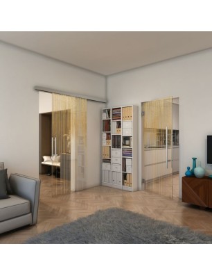 Glasschiebetür SLIM-LINE - Fineprint Model 052 Gold auf Klarglas