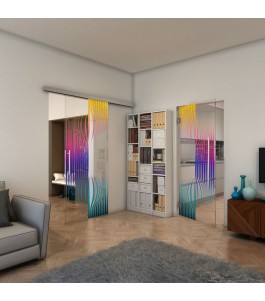 Glasschiebetür SLIM-LINE - Fineprint Model 059 Verlauf auf Klarglas
