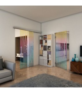Glasschiebetür SLIM-LINE - Fineprint Model 060 Verlauf auf Klarglas