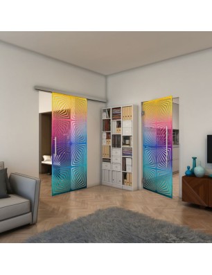 Glasschiebetür SLIM-LINE - Fineprint Model 069 Verlauf auf Klarglas