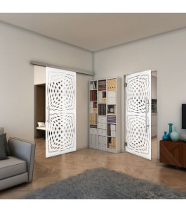 Glasschiebetür SLIM-LINE - Fineprint Model 071 Weiss auf Klarglas