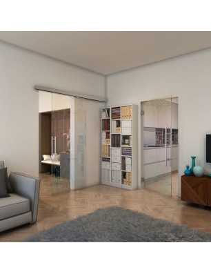 Glasschiebetür SLIM-LINE - Fineprint Model 079 Verlauf auf Klarglas
