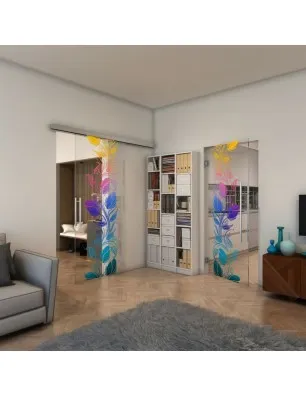 Glasschiebetür SLIM-LINE - Fineprint Model 086 Verlauf auf Klarglas