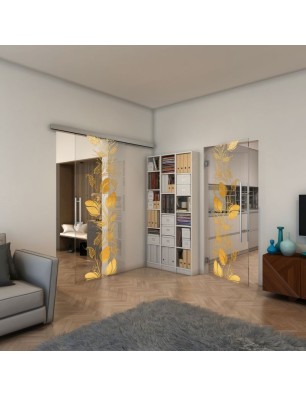 Glasschiebetür SLIM-LINE - Fineprint Model 086 Gold auf Klarglas