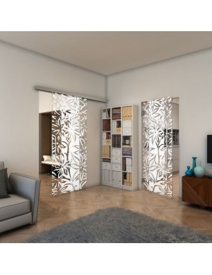 Glasschiebetür SLIM-LINE - Fineprint Model 094 Weiss auf Klarglas