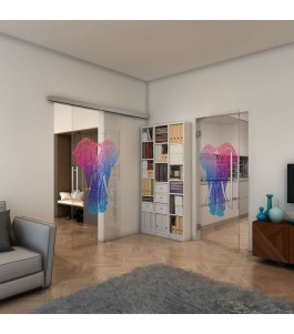 Glasschiebetür SLIM-LINE - Fineprint Model 098 Verlauf auf Klarglas