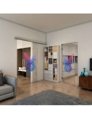 Glasschiebetür SLIM-LINE - Fineprint Model 121 Verlauf auf Klarglas