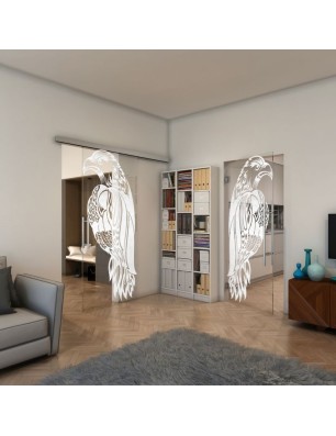 Glasschiebetür SLIM-LINE - Fineprint Model 122 Weiss auf Klarglas
