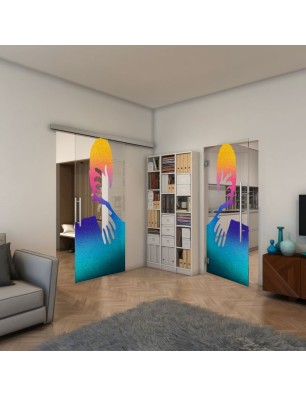 Glasschiebetür SLIM-LINE - Fineprint Model 124 Verlauf auf Klarglas