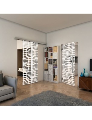 Glasschiebetür SLIM-LINE - Fineprint Model 162 Weiss auf Klarglas