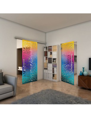 Glasschiebetür SLIM-LINE - Fineprint Model 168 Verlauf auf Klarglas